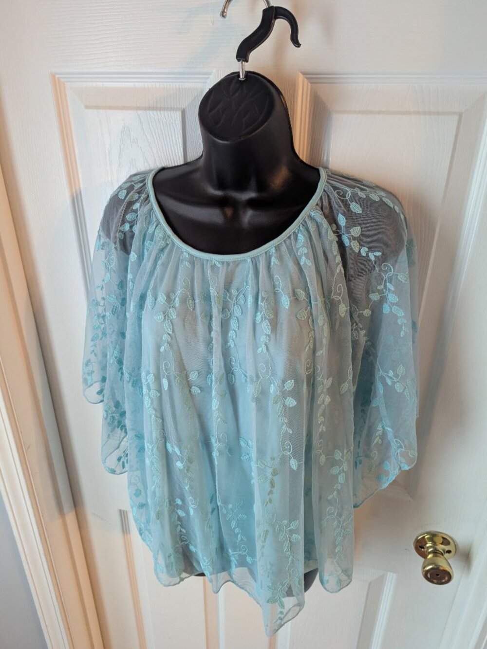Est 1946 aqua blue sheer top with lining - S - Picture 4 of 6